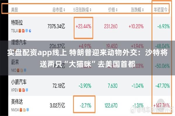 实盘配资app线上 特朗普迎来动物外交：沙特将送两只“大猫咪”去美国首都
