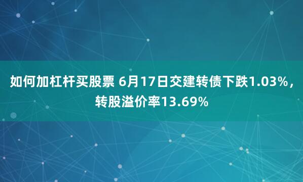 如何加杠杆买股票 6月17日交建转债下跌1.03%，转股溢价率13.69%