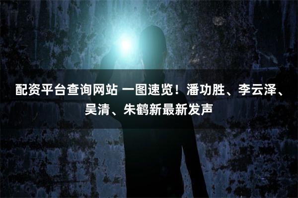 配资平台查询网站 一图速览！潘功胜、李云泽、吴清、朱鹤新最新发声