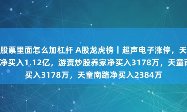 股票里面怎么加杠杆 A股龙虎榜丨超声电子涨停，天风证券深圳分公司净买入1.12亿，游资炒股养家净买入3178万，天童南路净买入2384万