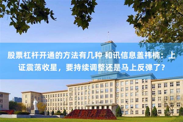 股票杠杆开通的方法有几种 和讯信息盖祎楠:上证震荡收星,要持续调整还是马上反弹了?