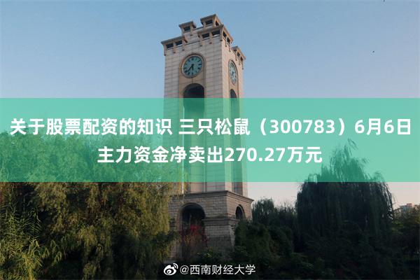 关于股票配资的知识 三只松鼠（300783）6月6日主力资金净卖出270.27万元