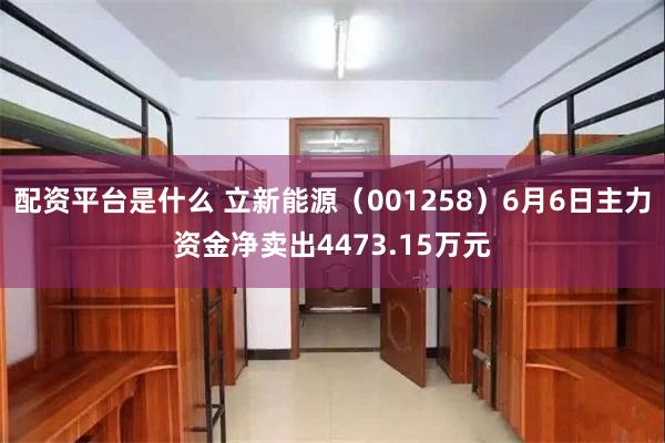 配资平台是什么 立新能源（001258）6月6日主力资金净卖出4473.15万元