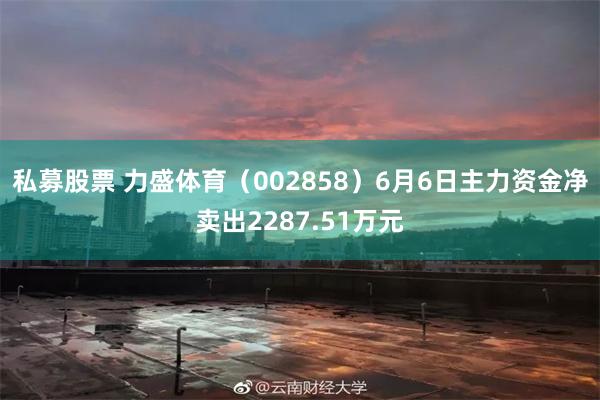 私募股票 力盛体育（002858）6月6日主力资金净卖出2287.51万元
