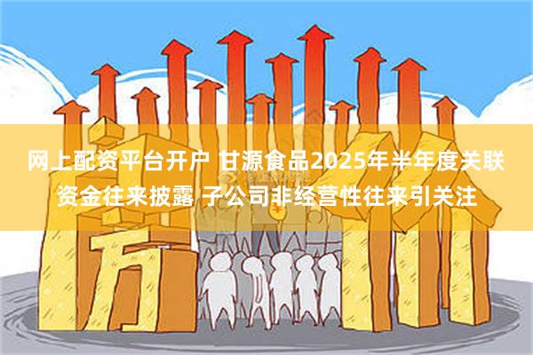 网上配资平台开户 甘源食品2025年半年度关联资金往来披露 子公司非经营性往来引关注