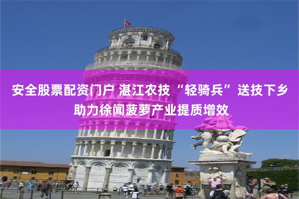 安全股票配资门户 湛江农技 “轻骑兵” 送技下乡 助力徐闻菠萝产业提质增效