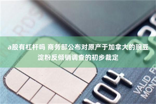 a股有杠杆吗 商务部公布对原产于加拿大的豌豆淀粉反倾销调查的初步裁定